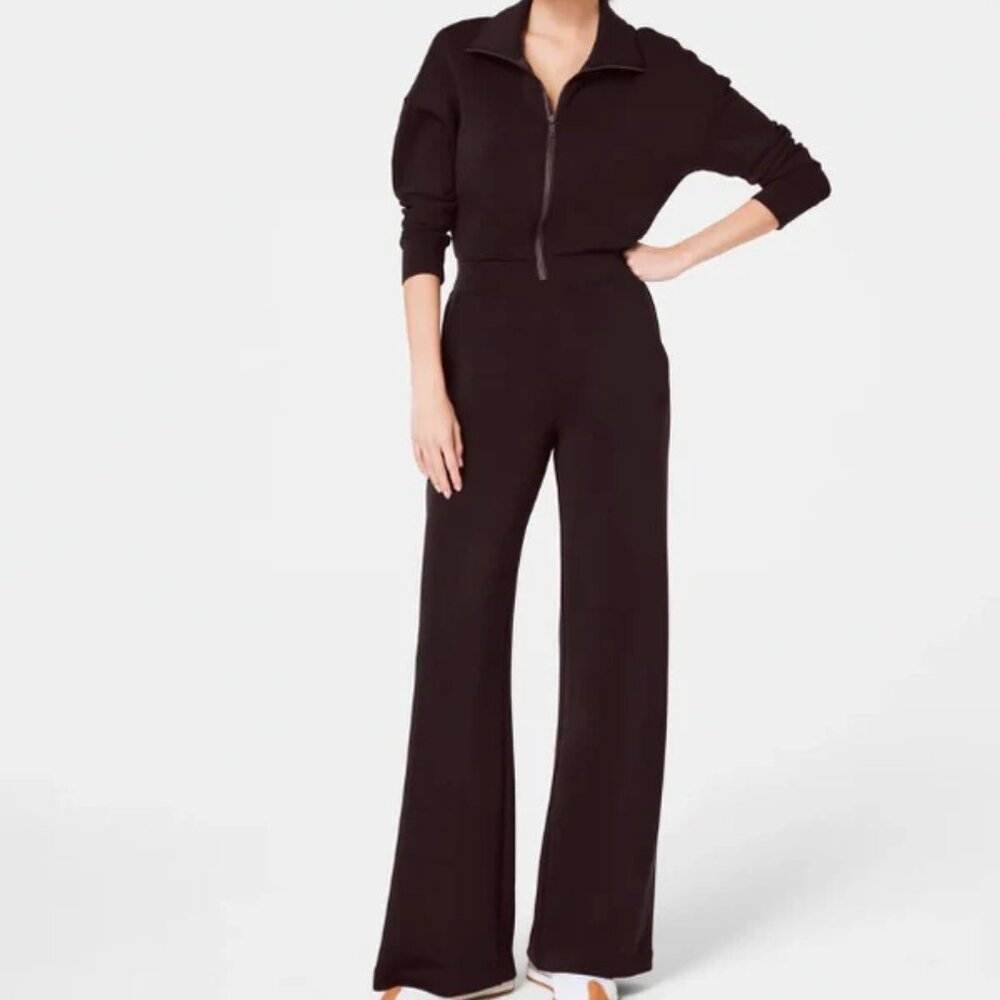 Spanx AirEssentials Long Sleeve Wide Leg Jumpsuit Size M Tall